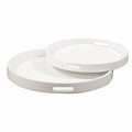 Howard Elliott White Lacquer Round Wood Tray set 83027